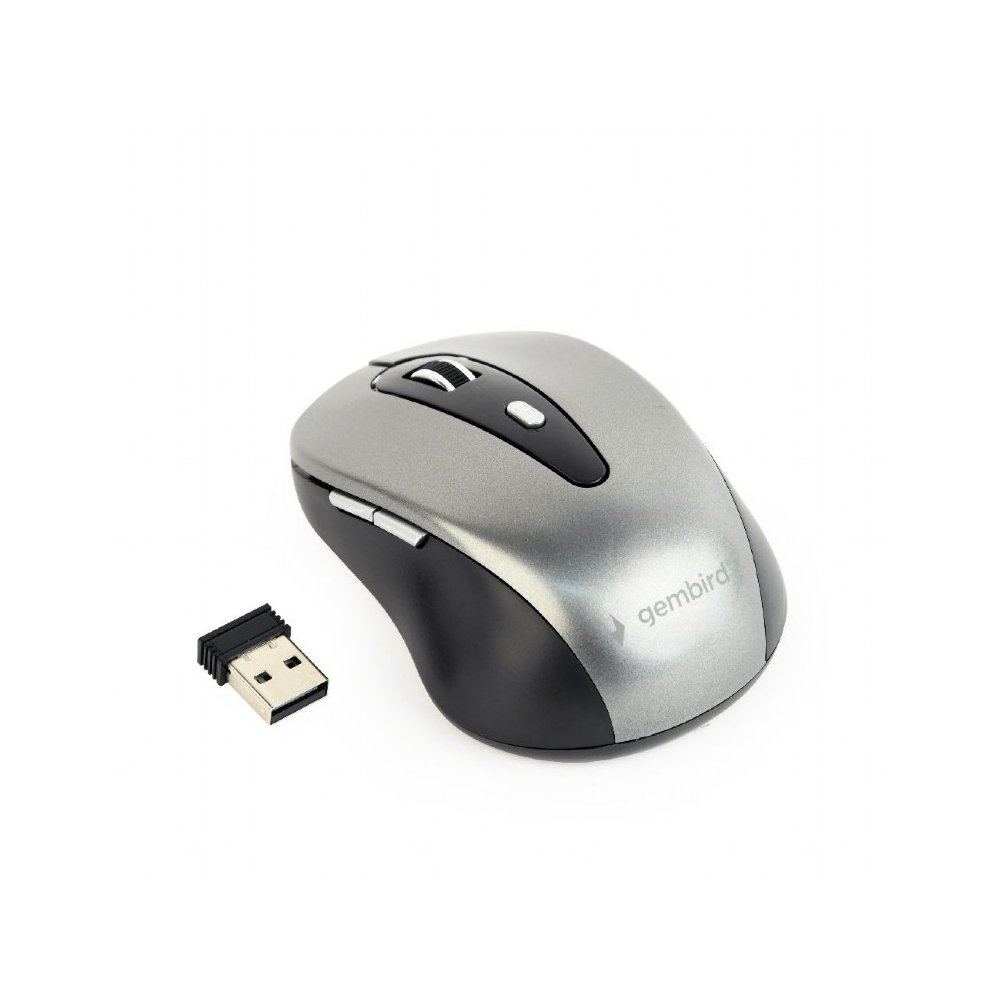 gembird muis OPT WIRELESS 4 toetsen inkl. USB zwart-grijs