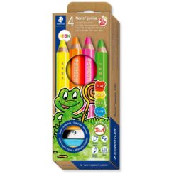STAEDTLER kleurpotlood Noris junior neon 4 Farben + Spitzer