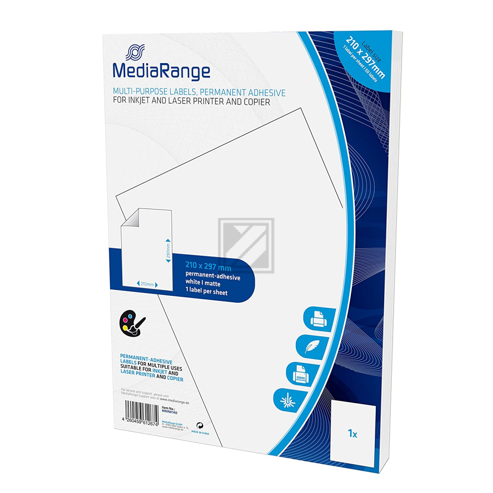 MediaRange Etiketten 210x297mm 50 St. sterk haftend weiß