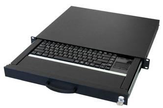 aixcase 19 Rack 1U keyboard US Touchpad USB zwart