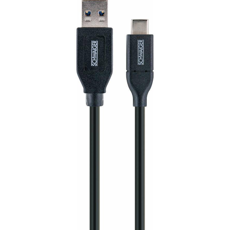 Schwaiger USB-Kabel 3.0 St. A->3.1 TypC 0,15m zwart