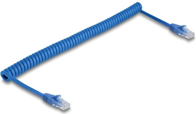 DELOCK RJ45 Spiralkabel stekker zu stekker Cat.6 UTP 0,8 m