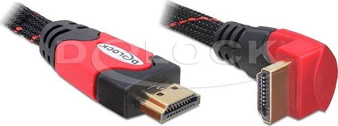 DELOCK HDMI Kabel Ethernet A -> A St/St 3.00m 90° unten 4K