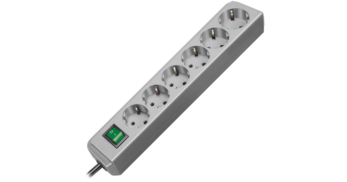 stekkerdoos stekker omlijsting ECO-Line 6x 1.5m silbergra