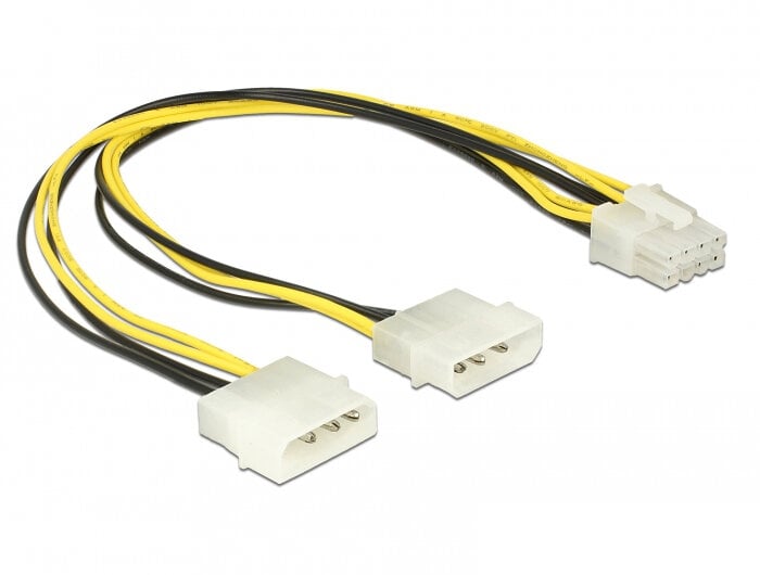 DELOCK Stroomkabel Molex 2x4Pin -> EPS 8Pin St/St 30cm
