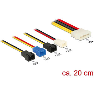 DELOCK Stroomkabel Molex 4Pin -> 4x 2Pin koeler St/St 0.20m