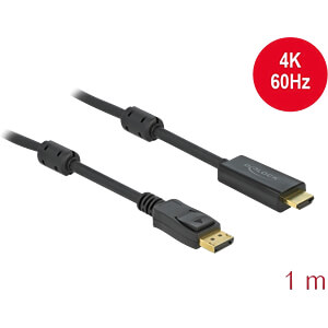DELOCK DisplayPort 1.2 > HDMI Kabel 4K 60Hz 1,0m aktiv