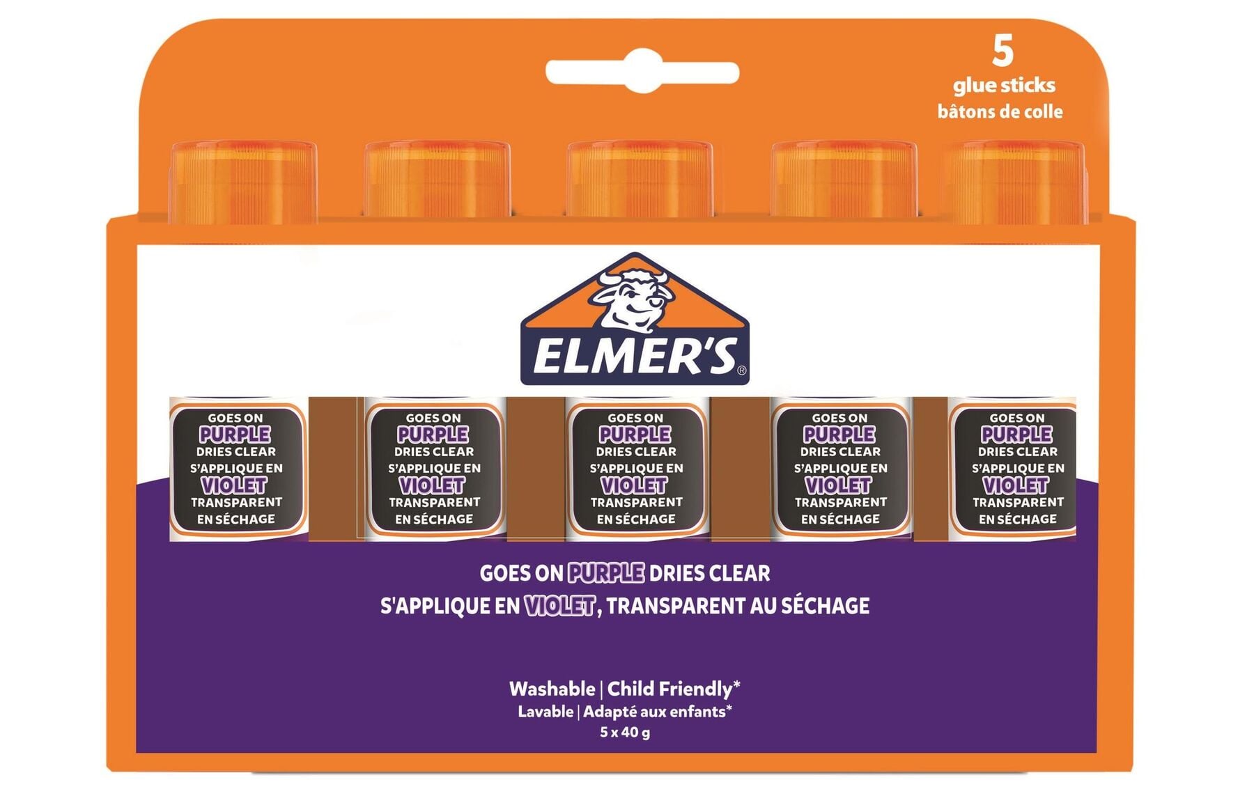 Elmers Klebestift Disappearing Purple 40G - 5er Blister