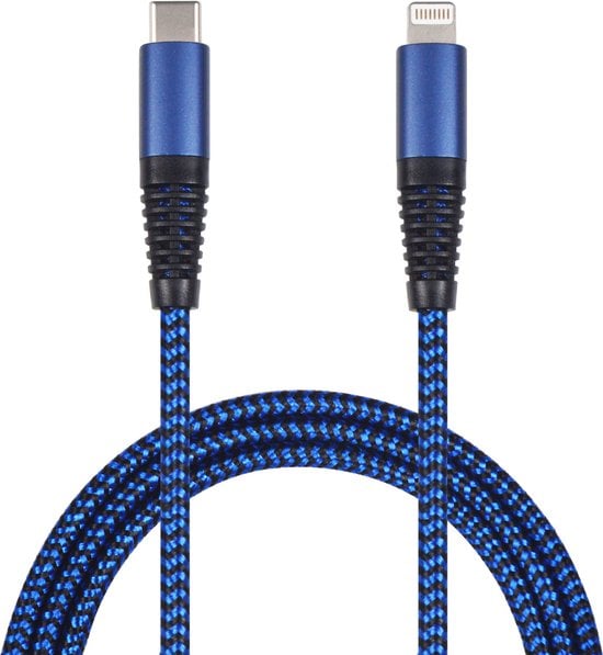 2GO USB Lade-/gegevenskabel Type-C - Lightning Nylon 1m blauw