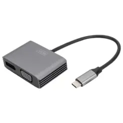 DIGITUS Adapter USB-C St. -> VGA Bu. / DP Bu. 4K/30Hz 20cm