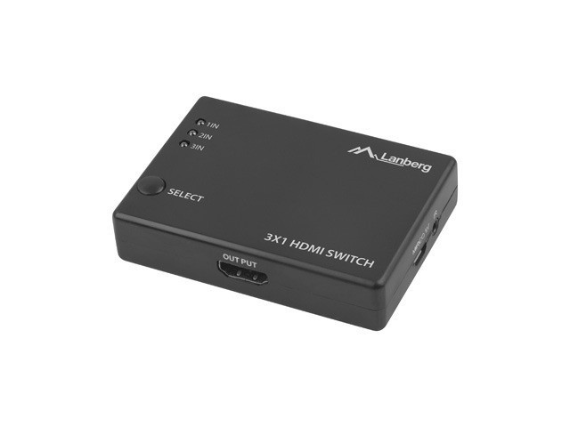 Lanberg Switch Video 3x HDMI Micro-USB Port Fernb. zwart