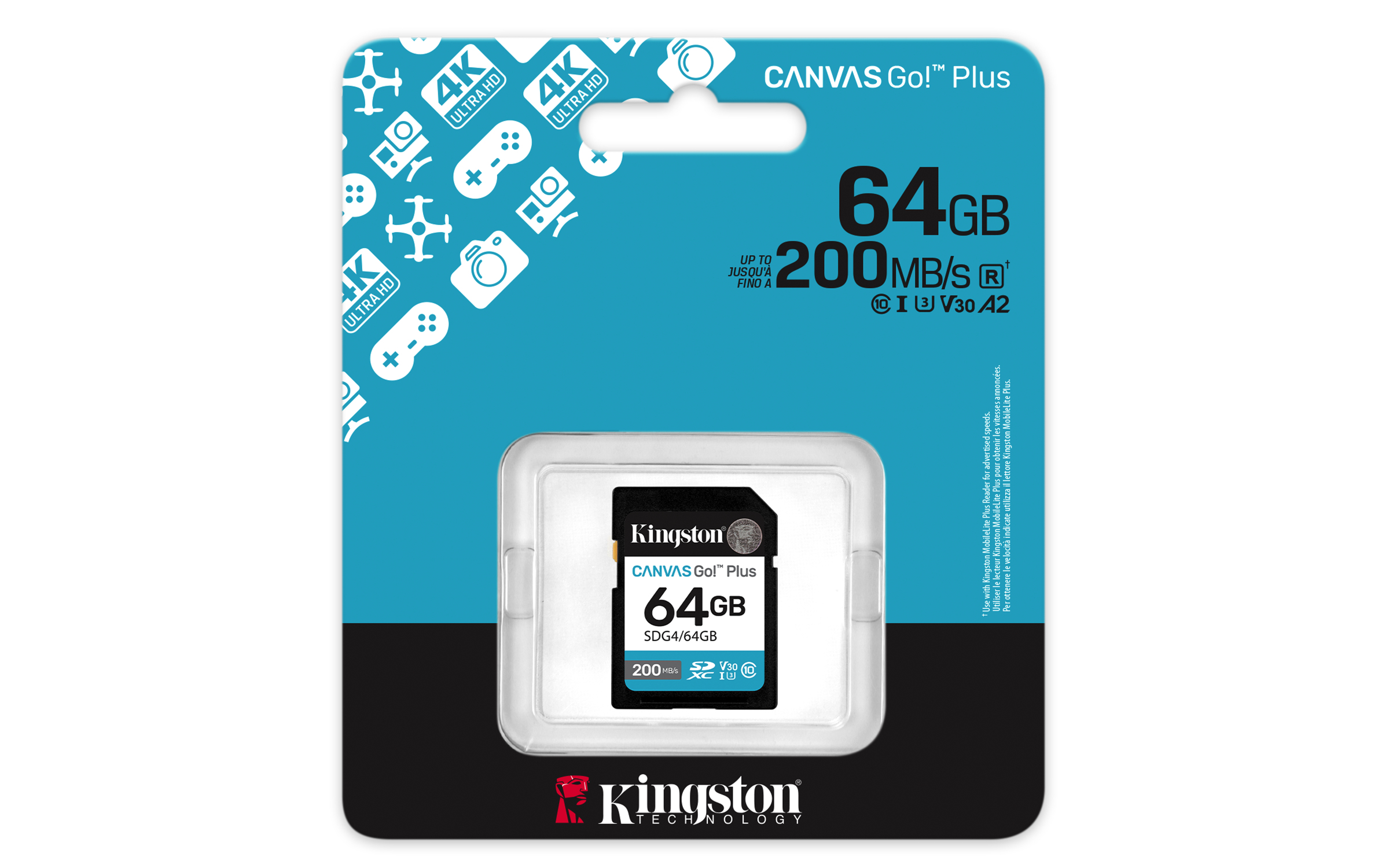 Kingston Technology Canvas Go! Plus 64GB SDXC Canvas Go Plus Gen4 200MB/s C10 UHS-I U3 V30 - Afbeelding 4