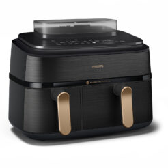 PHIL Airfryer 9L Dual Basket with steam Rapid Air Plus DigitalStainless steal black b ody
