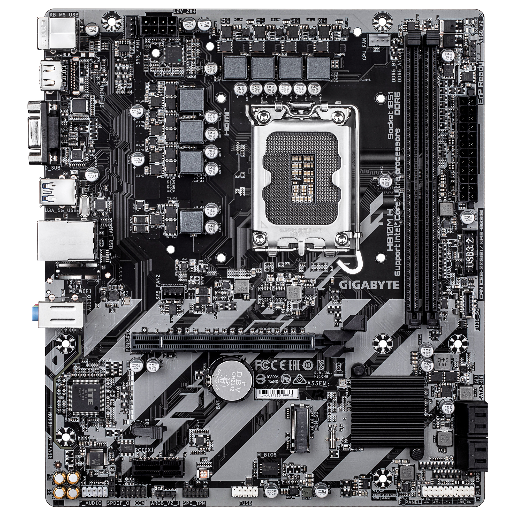 GIGABYTE H810M H moederbord Intel H810 LGA 1851 (Socket V1) micro ATX - Afbeelding 3