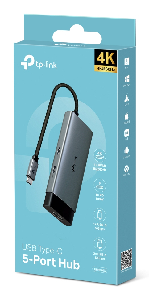 TP-Link UH5020C interface hub USB Type-C 5000 Mbit/s Grijs - Afbeelding 3