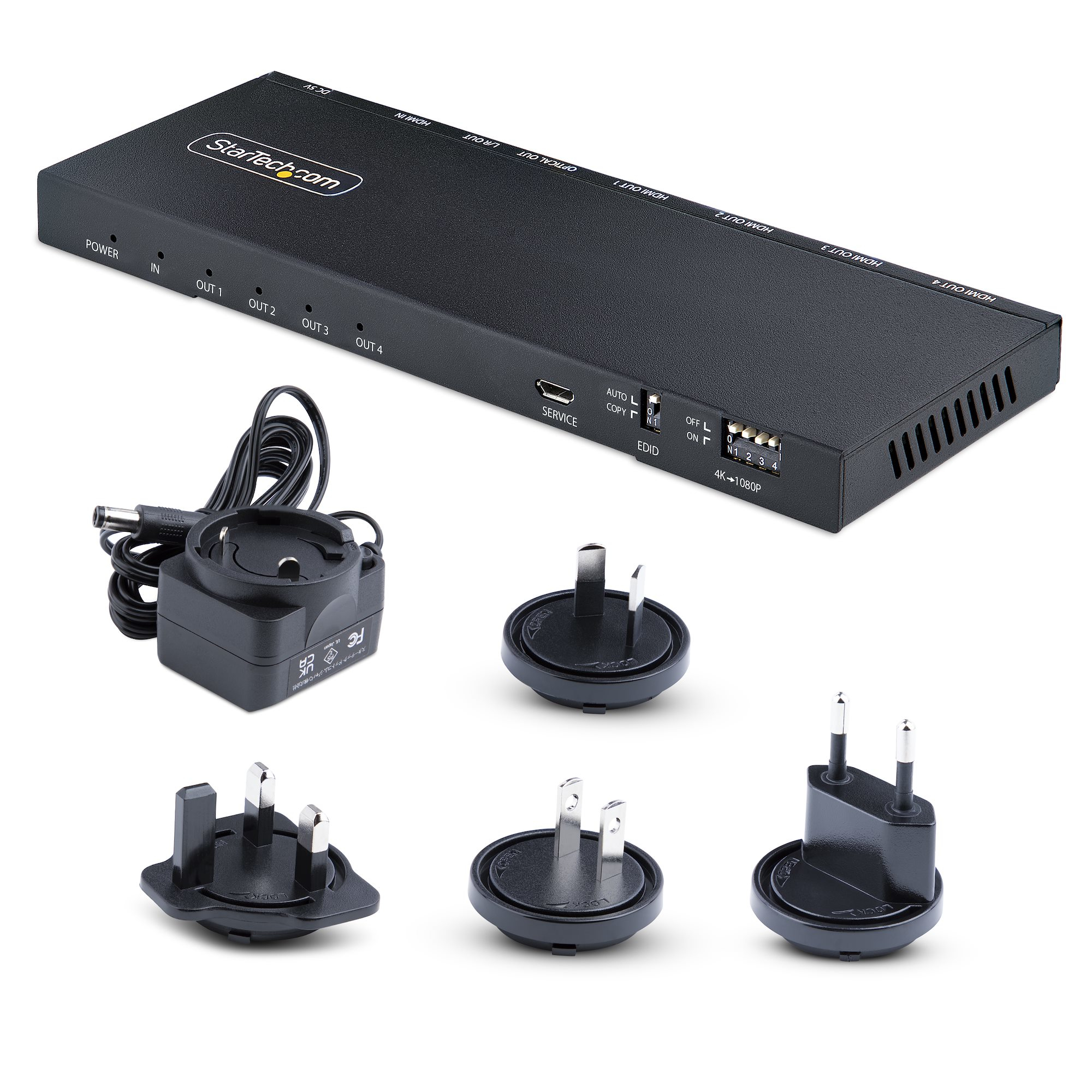 StarTech.com 4 Port HDMI Splitter, 4K 60Hz HDMI 2.0 Video, 4K HDMI Splitter met Ingebouwde Scaler, HDMI Splitter 4K 60hz 1 In 4 Out, 3.5mm/Optische Audio Poort, HDMI Audio Video Splitter - Afbeelding 8