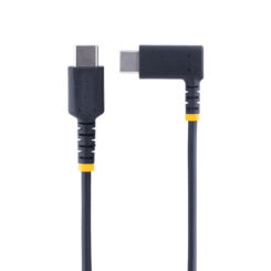 StarTech.com 15cm USB-C Laadkabel, Robuuste Haakse Fast Charge & Sync Type C Kabel, 60W (3A) PD, USB 2.0, TPE Mantel en Aramidevezels - Zwarte USB Oplaadkabel - Afbeelding 4