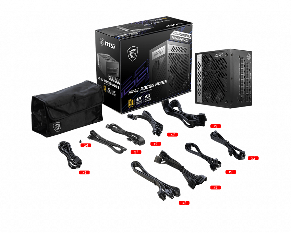 MSI MPG A850G PCIE5 power supply unit 850 W 24-pin ATX ATX Zwart - Afbeelding 6