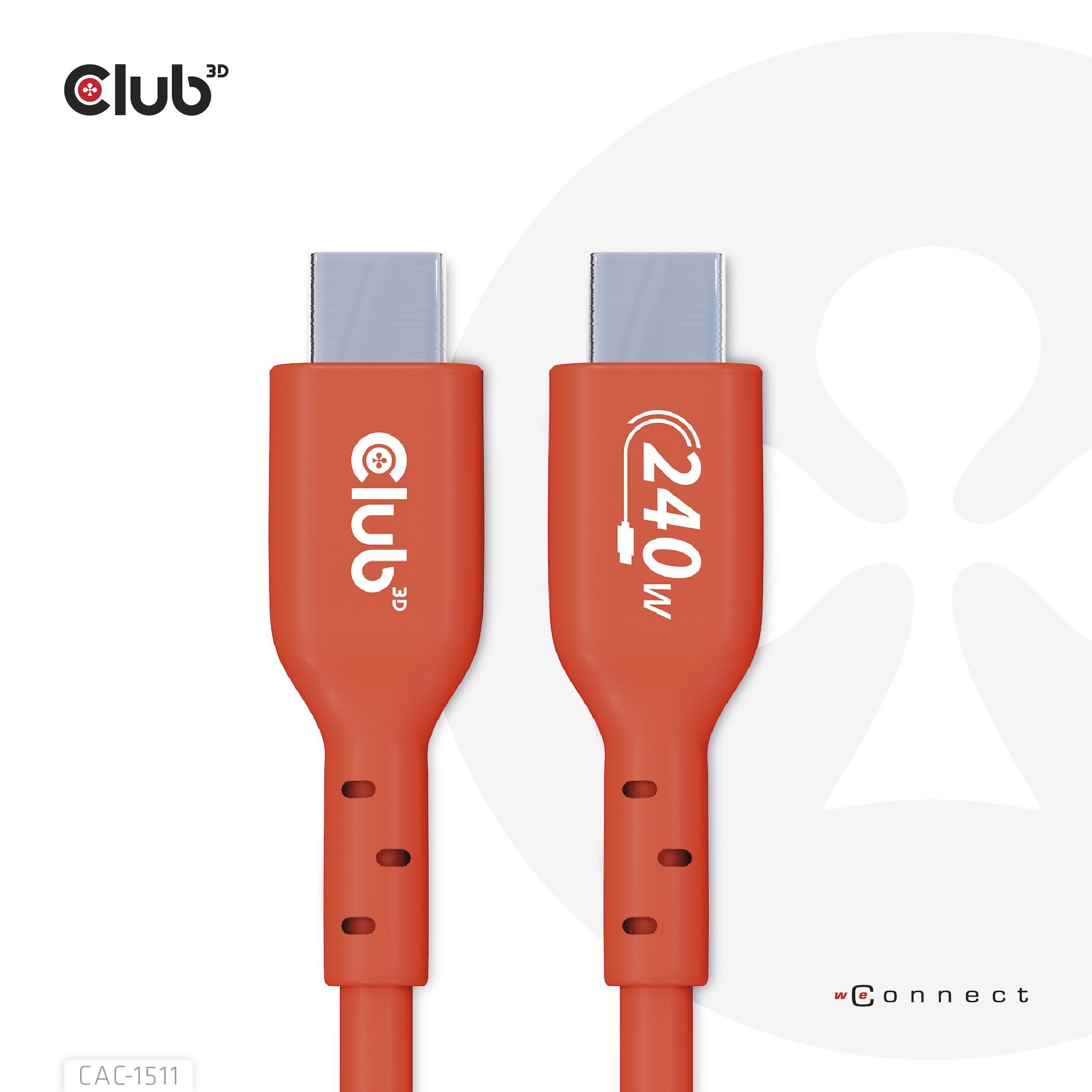 CLUB3D USB2 Type-C Bi-Directional USB-IF Certified Cable Data 480Mb, PD 240W(48V/5A) EPR M/M 4m / 13.13ft - Afbeelding 3