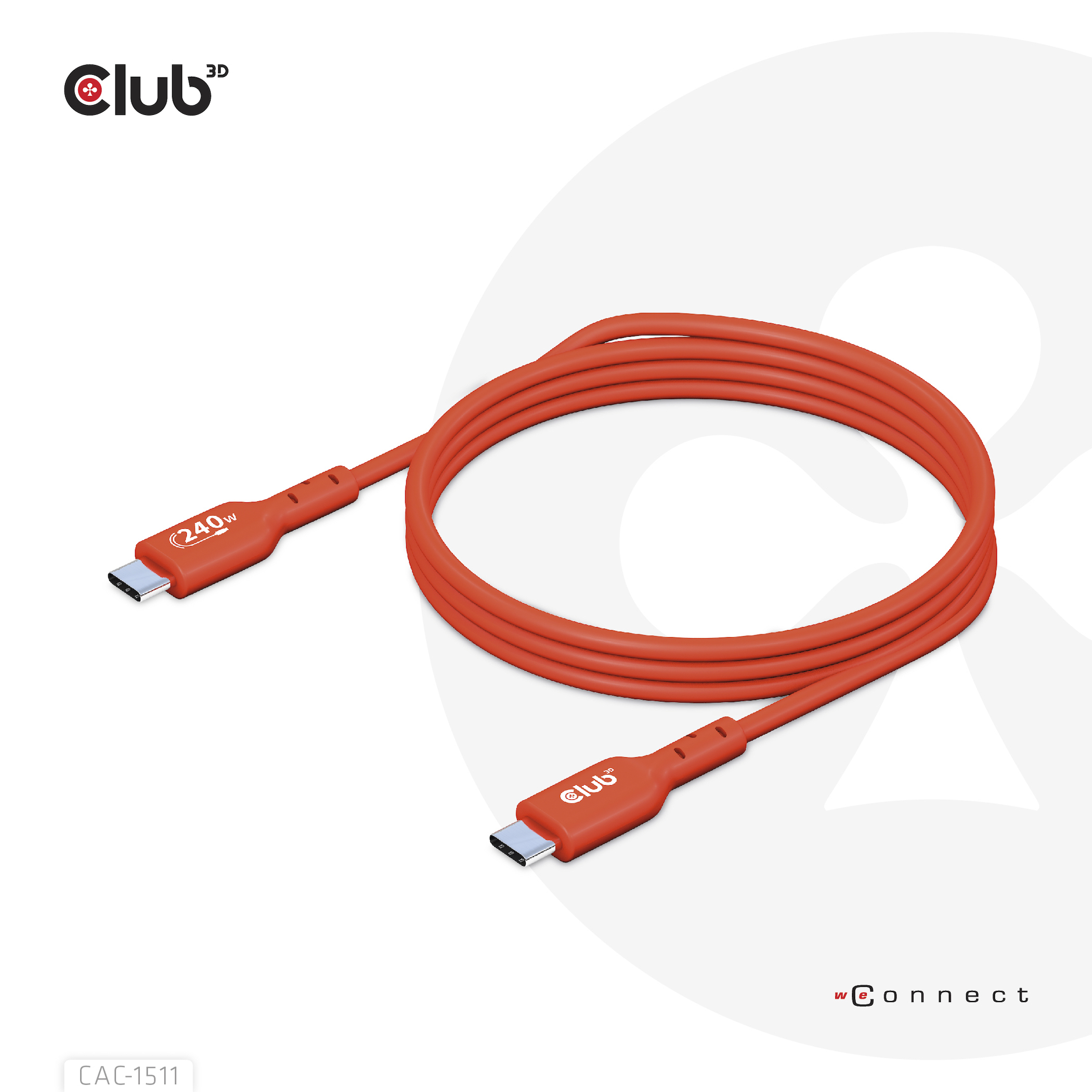 CLUB3D USB2 Type-C Bi-Directional USB-IF Certified Cable Data 480Mb, PD 240W(48V/5A) EPR M/M 4m / 13.13ft - Afbeelding 4