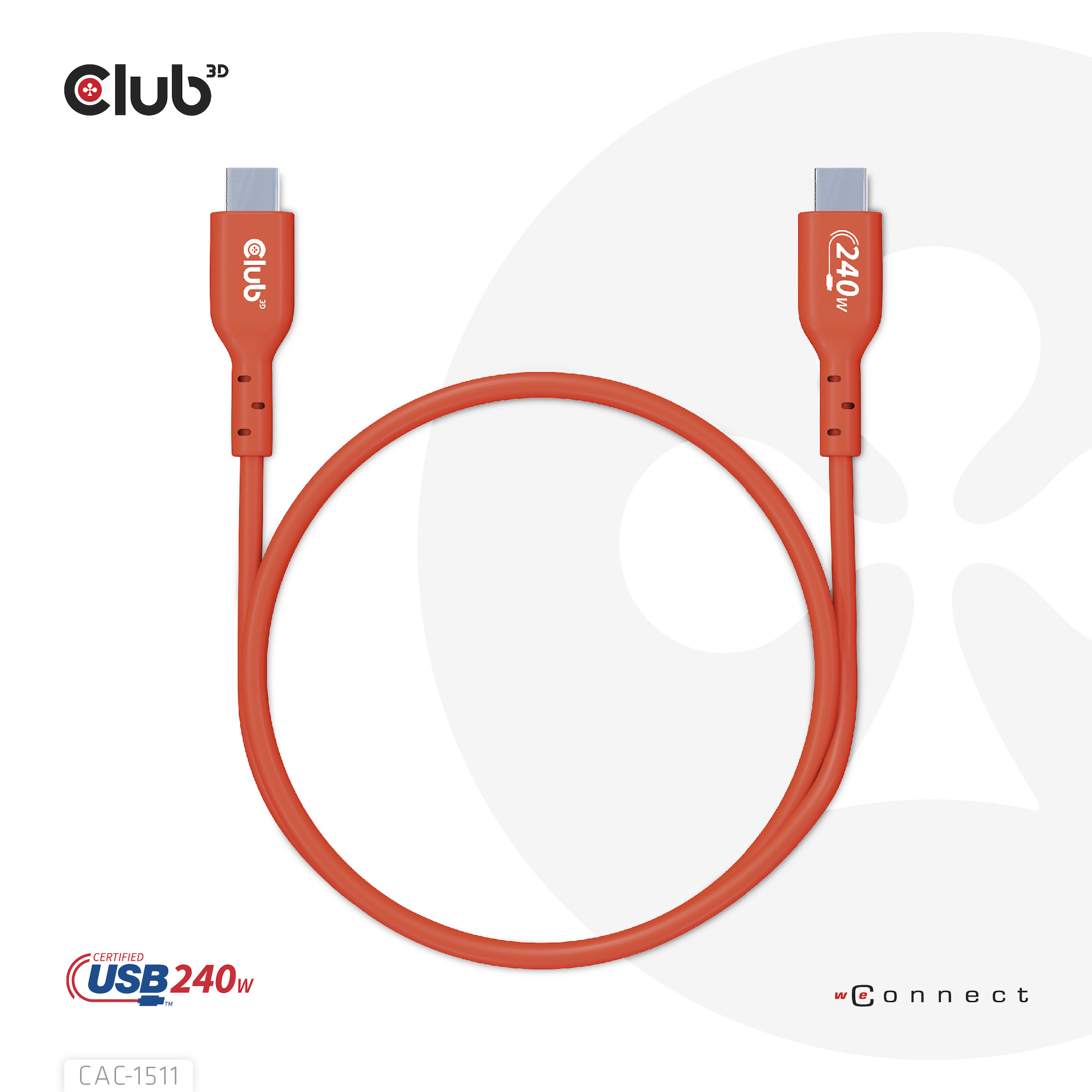 CLUB3D USB2 Type-C Bi-Directional USB-IF Certified Cable Data 480Mb, PD 240W(48V/5A) EPR M/M 4m / 13.13ft - Afbeelding 14