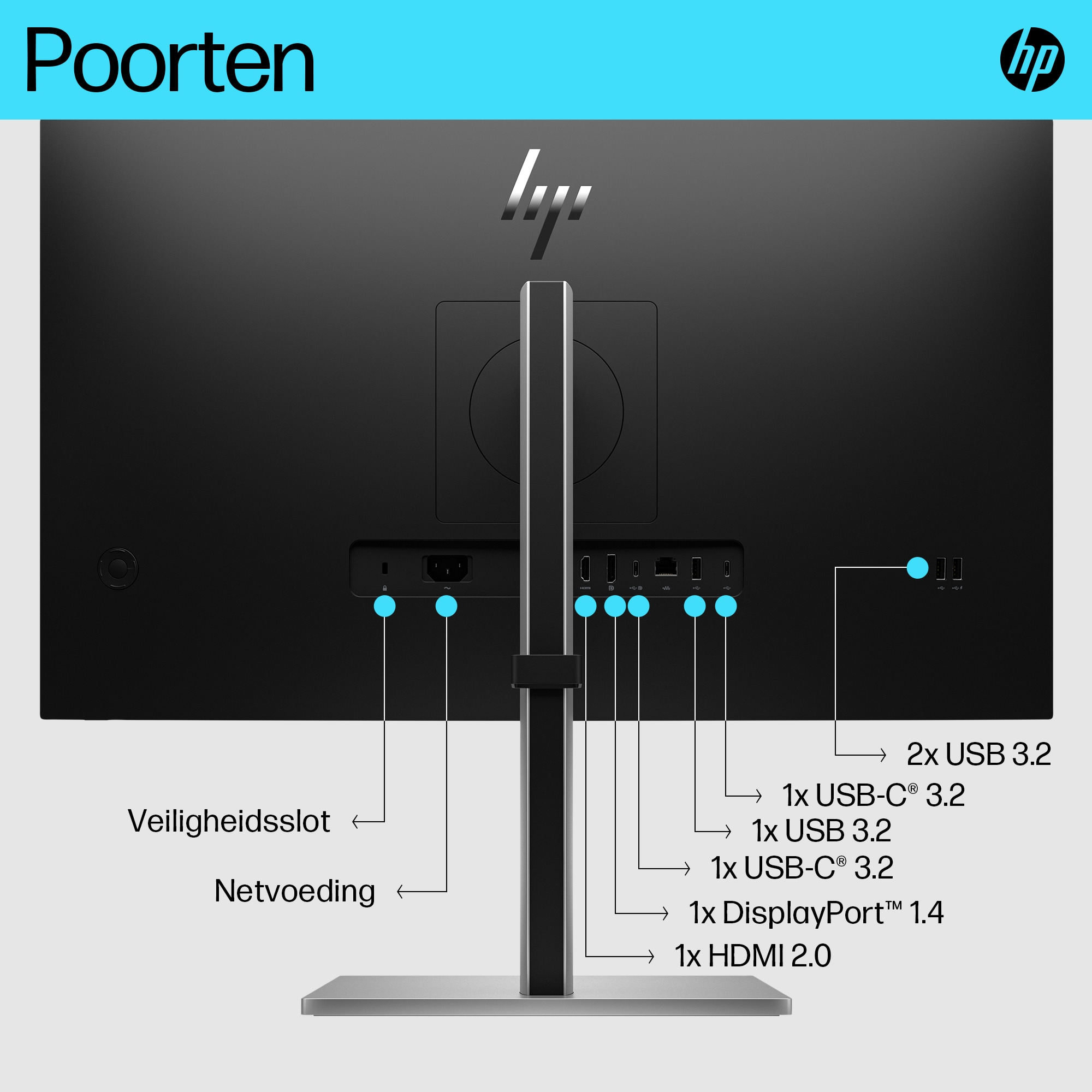 HP E-Series E27k G5 4K USB C-monitor - Afbeelding 8