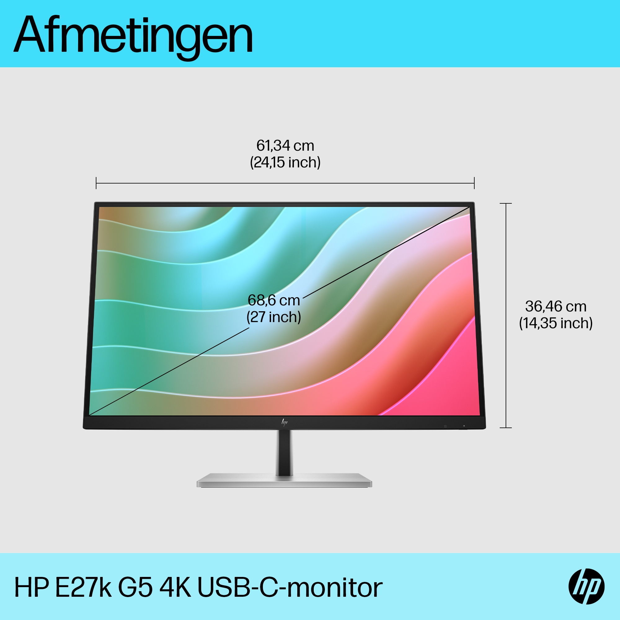 HP E-Series E27k G5 4K USB C-monitor - Afbeelding 7