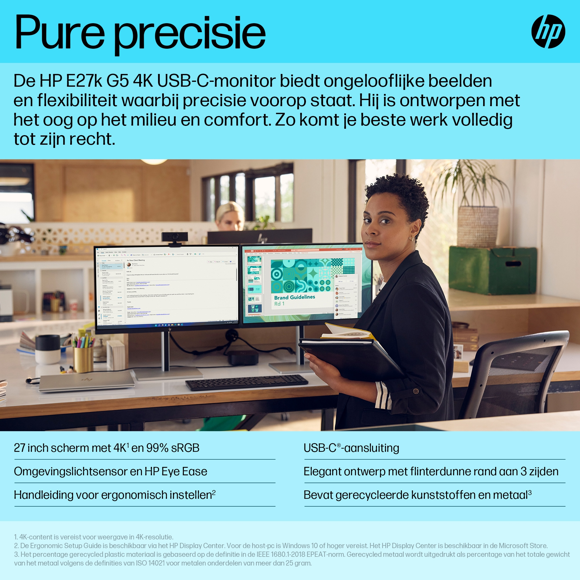 HP E-Series E27k G5 4K USB C-monitor - Afbeelding 6