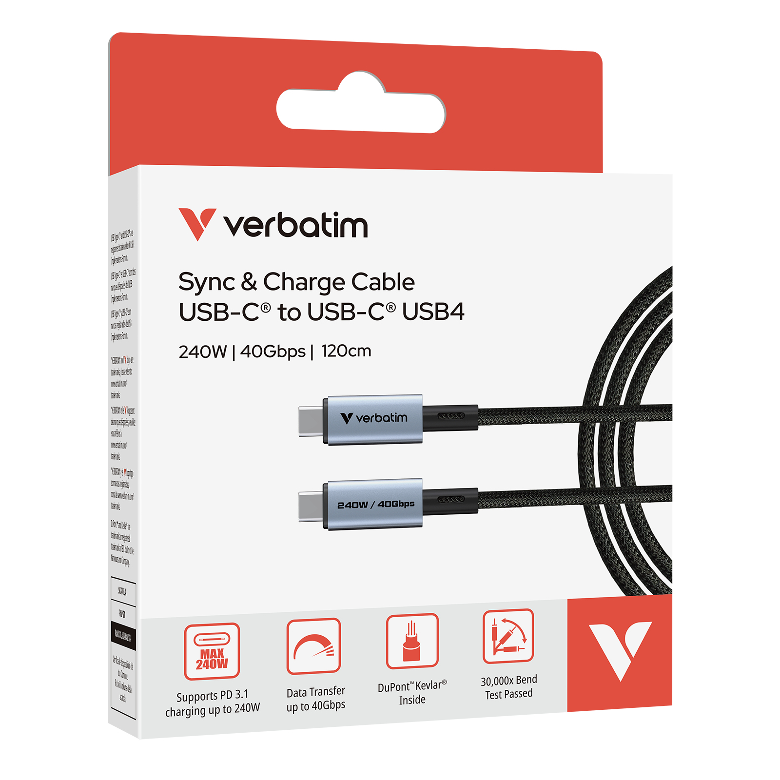 Verbatim 31847 USB-kabel USB4 Gen 2x2 1,2 m USB C Zwart - Afbeelding 7