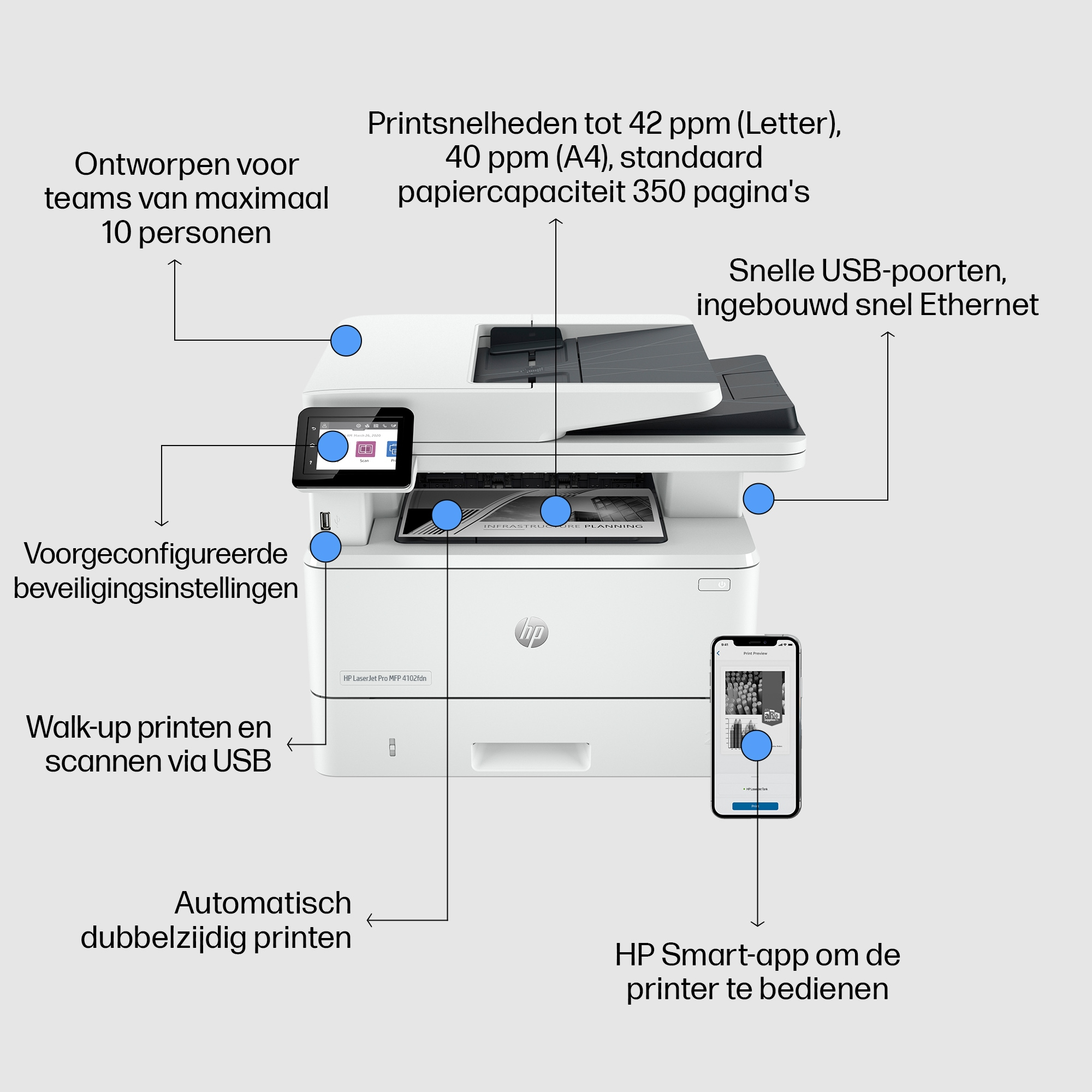 HP LaserJet Pro MFP 4102fdn printer - Afbeelding 9