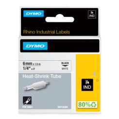 DYMO Rhino industriële Heat-Shrink Tube-labels | 6 mm x 1,5 m | zwarte afdruk op wit | voor Rhino labelprinters