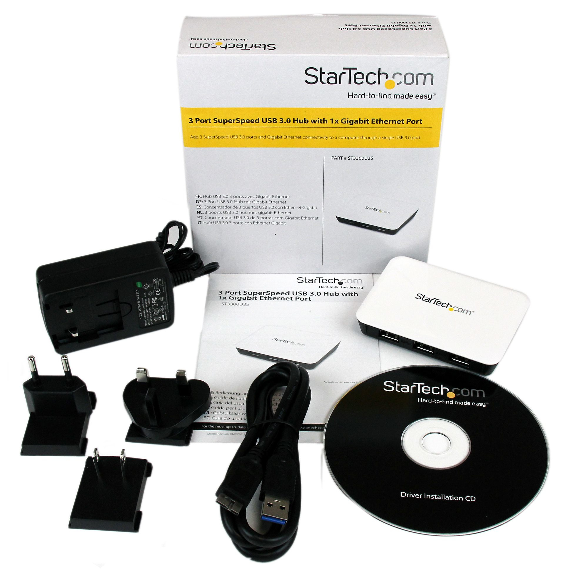 StarTech.com USB 3.0 naar gigabit Ethernet NIC netwerkadapter met 3-poorts hub - wit - Afbeelding 5