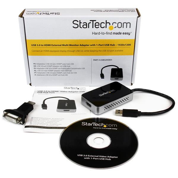 StarTech.com USB 3.0-naar-HDMI externe videokaart Multi Monitor-adapter met 1-poorts USB-hub 1920x1200 / 1080p - Afbeelding 6