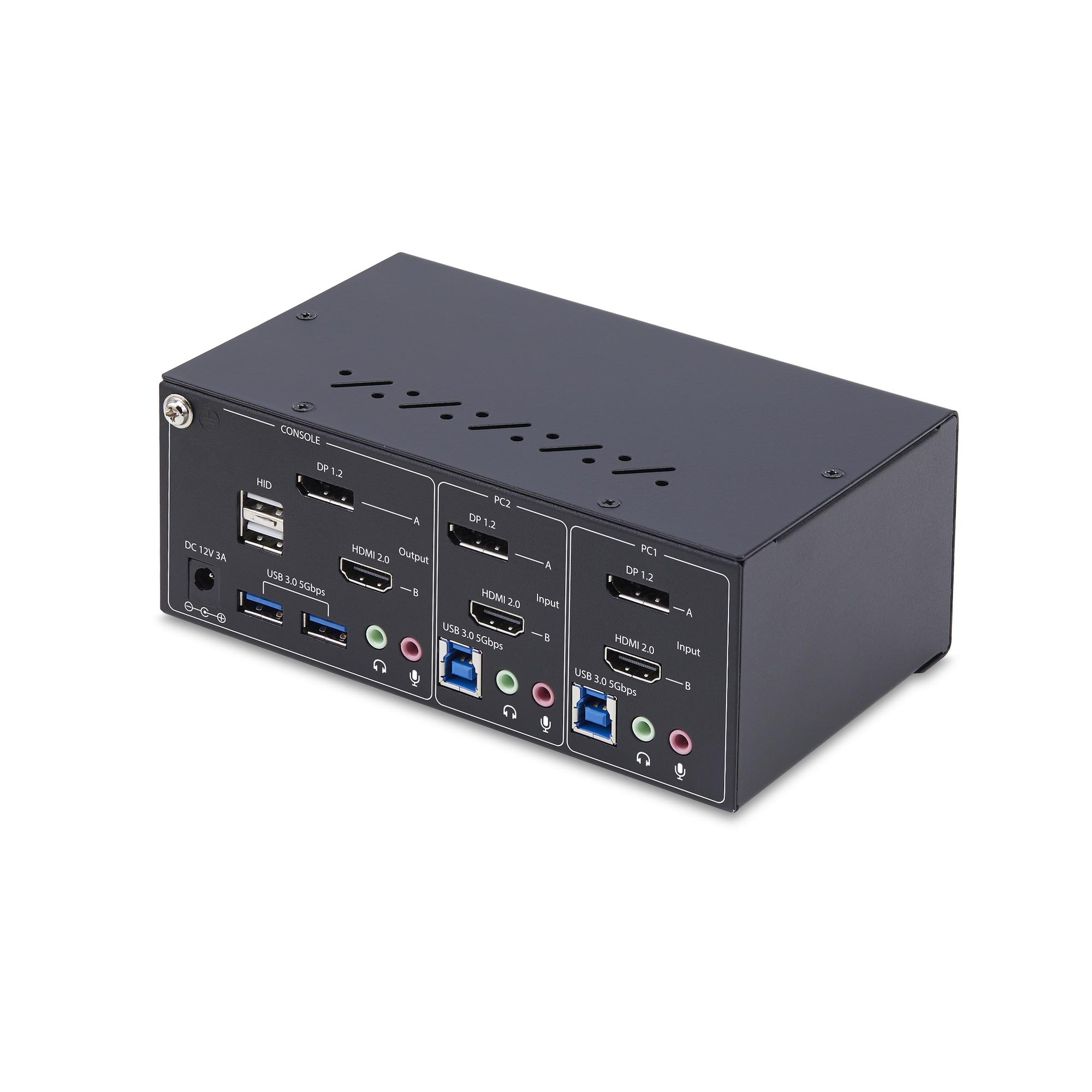 StarTech.com 2-Port Dual-Monitor DisplayPort en HDMI KVM Switch, 4K 60Hz, 1x HDMI & 1x DP Monitor, 2-Port USB Hub, 5Gbps, 2x USB HID Ports, TAA Compliant - Afbeelding 3