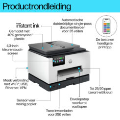 HP OfficeJet Pro 9132e Draadloos All-in-One Kleur Printer, Instant Ink; Dubbelzijdig printen - Afbeelding 6