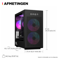 HP OMEN 35L GT16-0160nd Intel® Core™ i7 i7-14700F 16 GB DDR5-SDRAM 1 TB SSD NVIDIA GeForce RTX 5060 Windows 11 Home Tower PC Zwart - Afbeelding 4