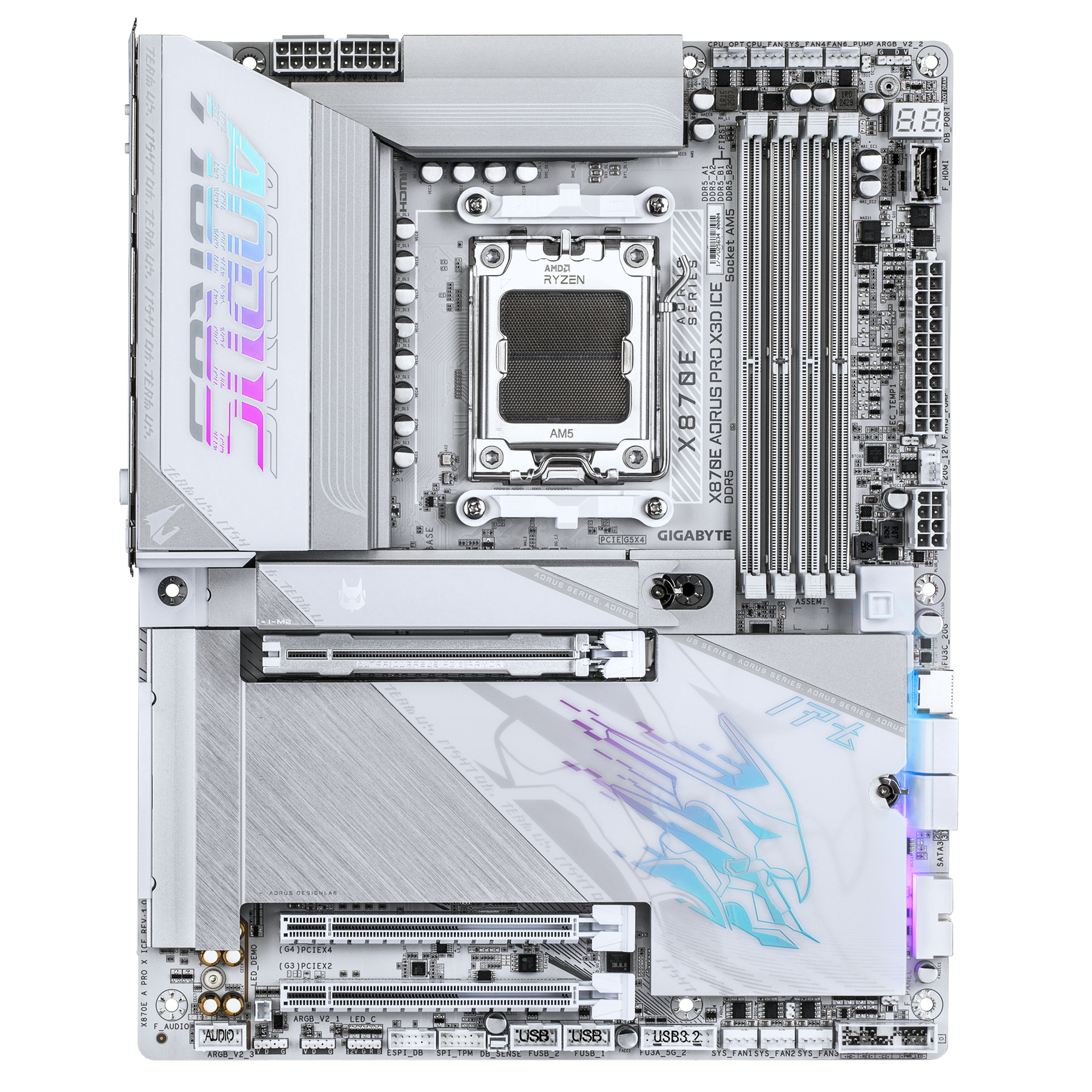 GIGABYTE X870E AORUS PRO X3D ICE AMD X870E Socket AM5 ATX - Afbeelding 3