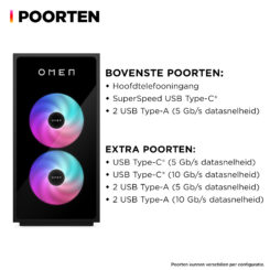 HP OMEN 35L GT16-0160nd Intel® Core™ i7 i7-14700F 16 GB DDR5-SDRAM 1 TB SSD NVIDIA GeForce RTX 5060 Windows 11 Home Tower PC Zwart - Afbeelding 2