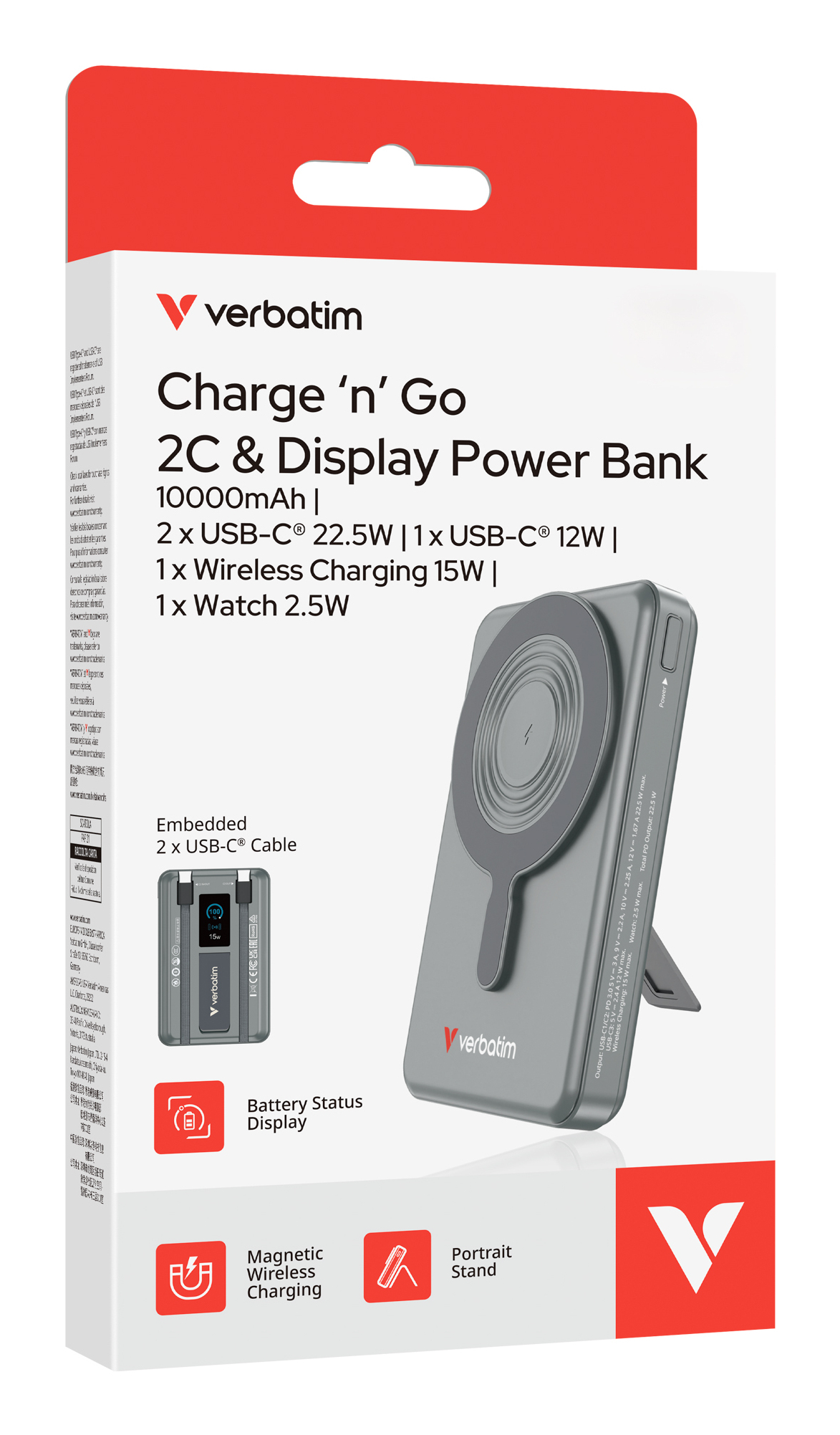 Verbatim 32272 powerbank Lithium-Polymeer (LiPo) 10000 mAh Draadloos opladen Grijs - Afbeelding 5