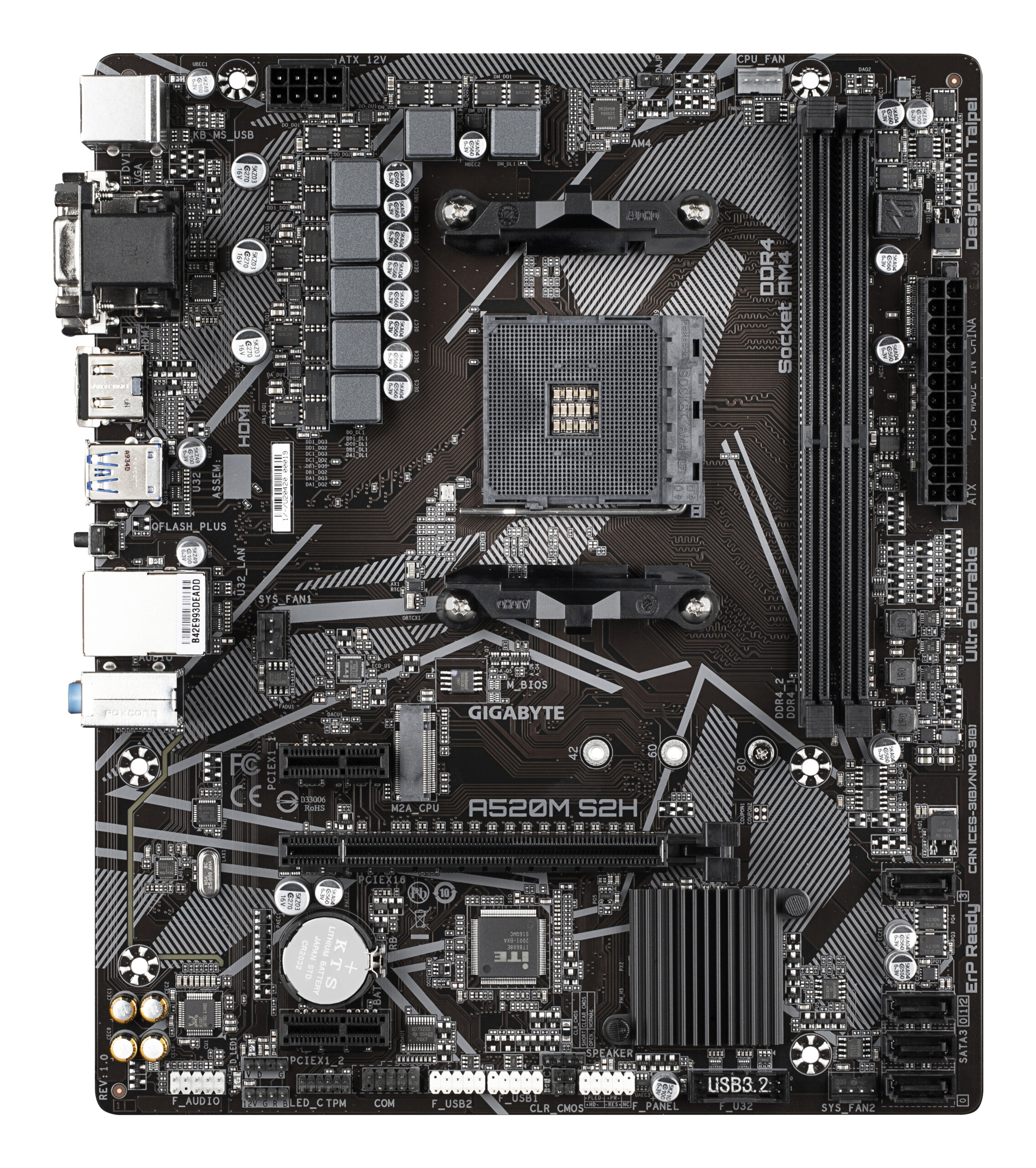 GIGABYTE A520M S2H moederbord AMD A520 Socket AM4 micro ATX - Afbeelding 3