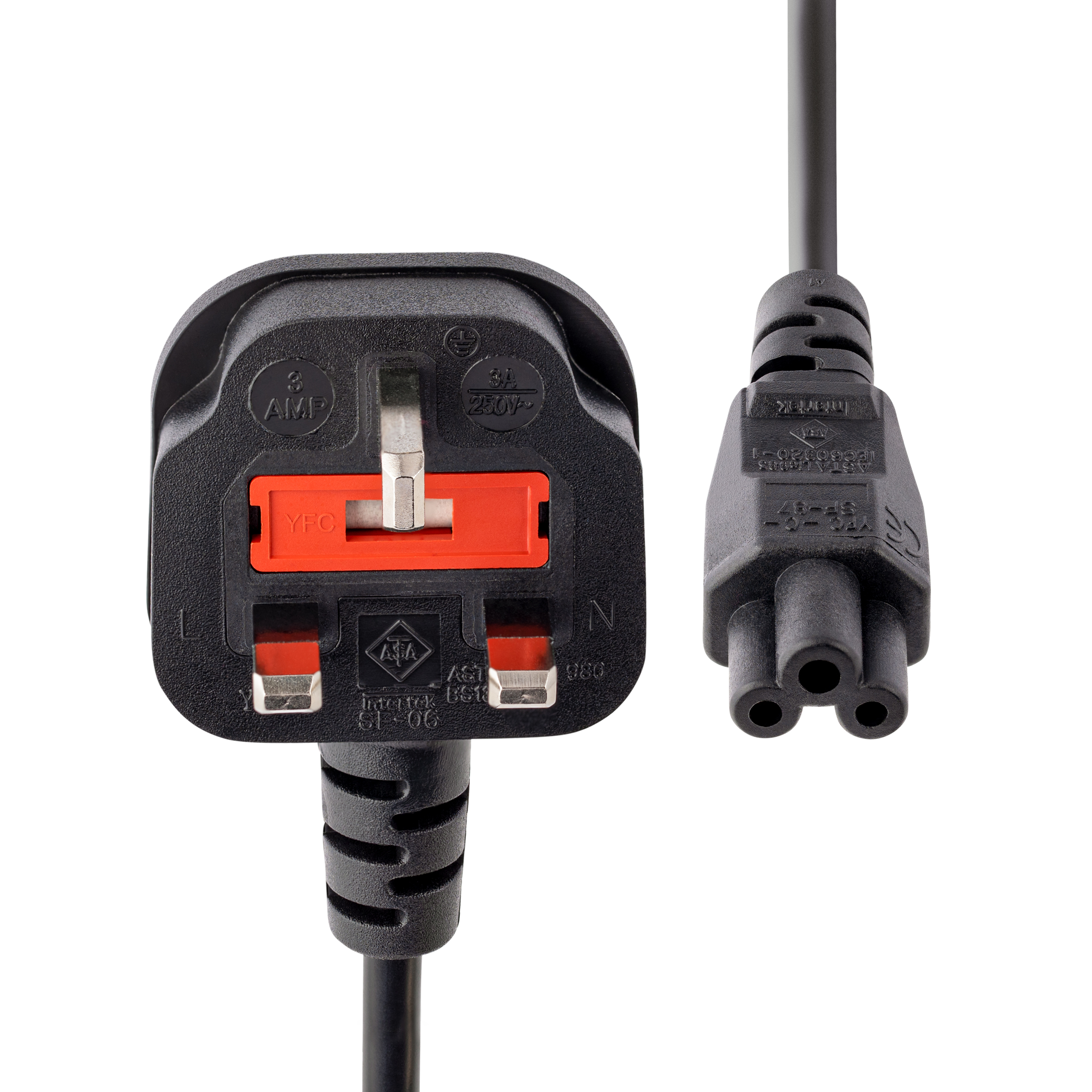 StarTech.com 1m UK Laptop Stroomkabel, BS 1363 to C5 (Clover Leaf), 2.5A 250V, 18AWG, UK Laptop Vervangkabel, Printer Voedingskabel, Laptop Lader Kabel / Laadkabel - Afbeelding 3