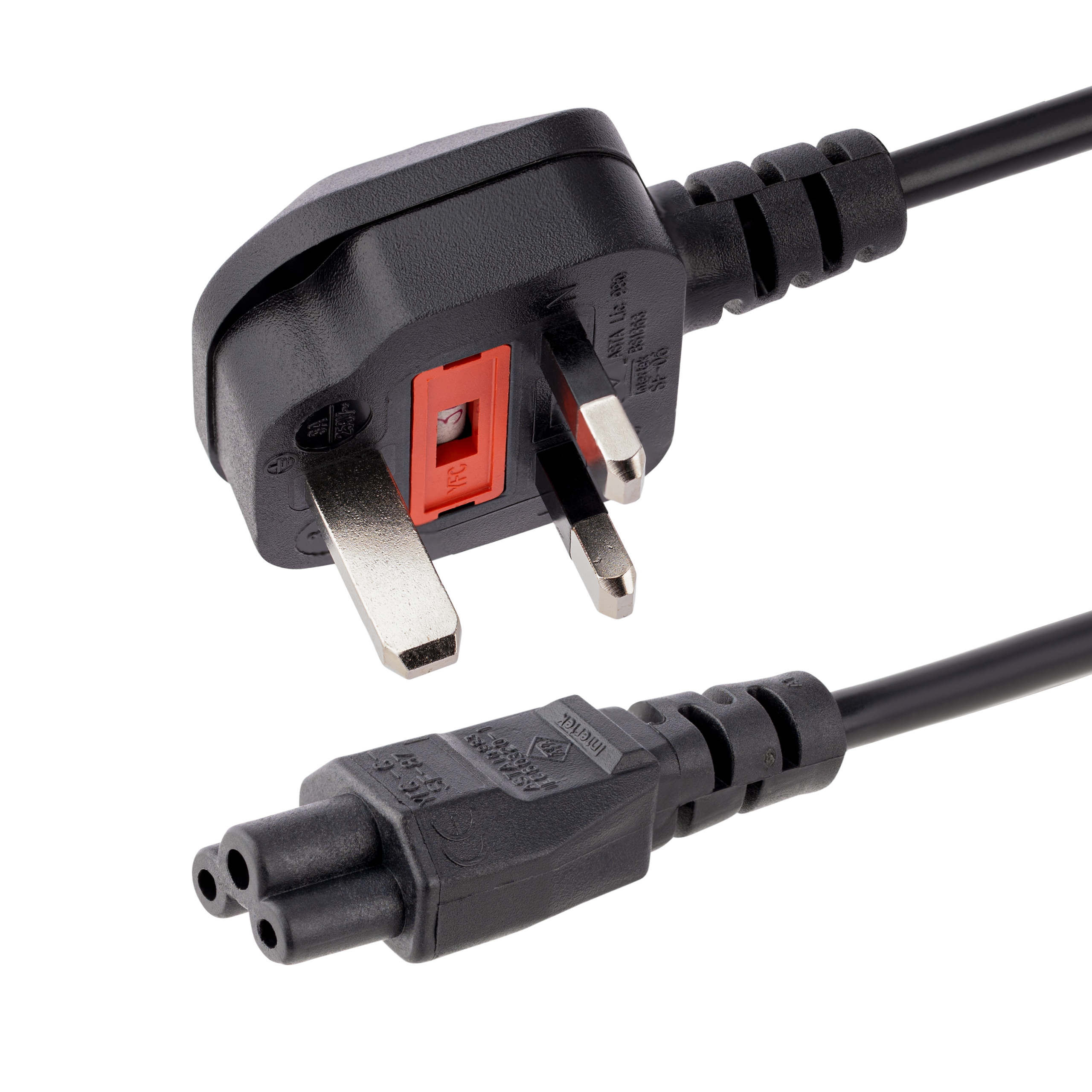 StarTech.com 2m UK Laptop Stroomkabel, BS 1363 to C5 (Clover Leaf), 2.5A 250V, 18AWG, UK Laptop Vervangkabel, Printer Voedingskabel, Laptop Lader Kabel / Laadkabel - Afbeelding 2