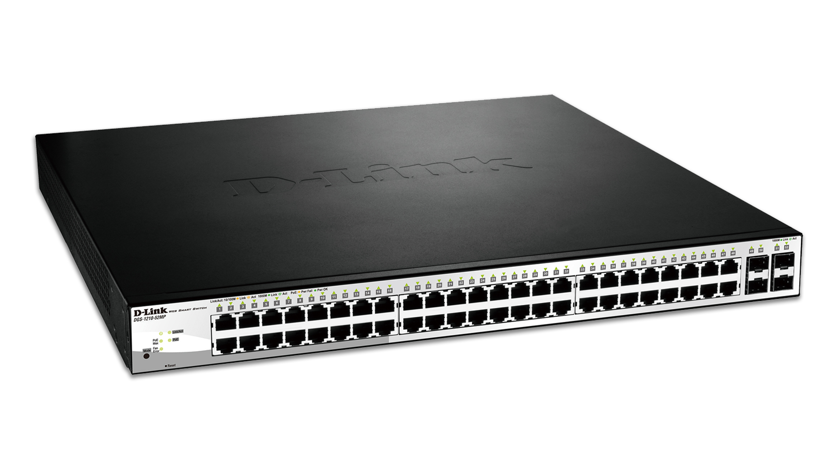 D-Link DGS-1210-52MP Managed L2 Gigabit Ethernet (10/100/1000) Power over Ethernet (PoE) Zwart, Grijs - Afbeelding 2