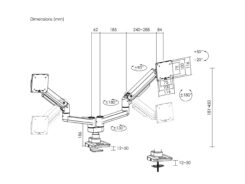 Equip 17“-35” Heavy Duty dubbele Monitorarm wit - Afbeelding 6