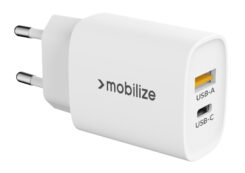 Mobilize Wall Charger USB-C + USB 25W with PD/PPS White