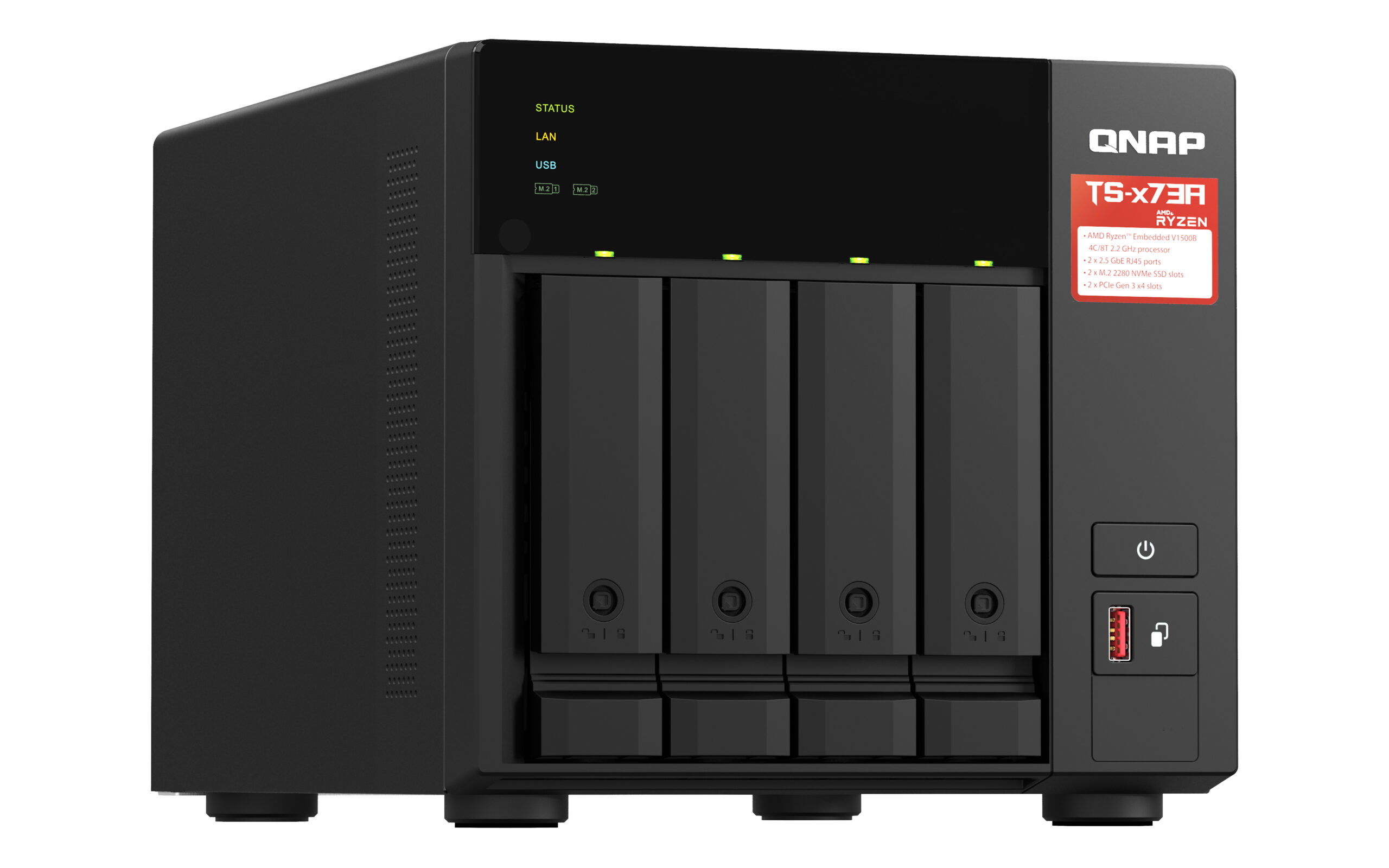 QNAP TS-473A NAS Tower Ryzen Embedded V1500B 8 GB DDR4 0 TB QNAP Turbo System Zwart - Afbeelding 4