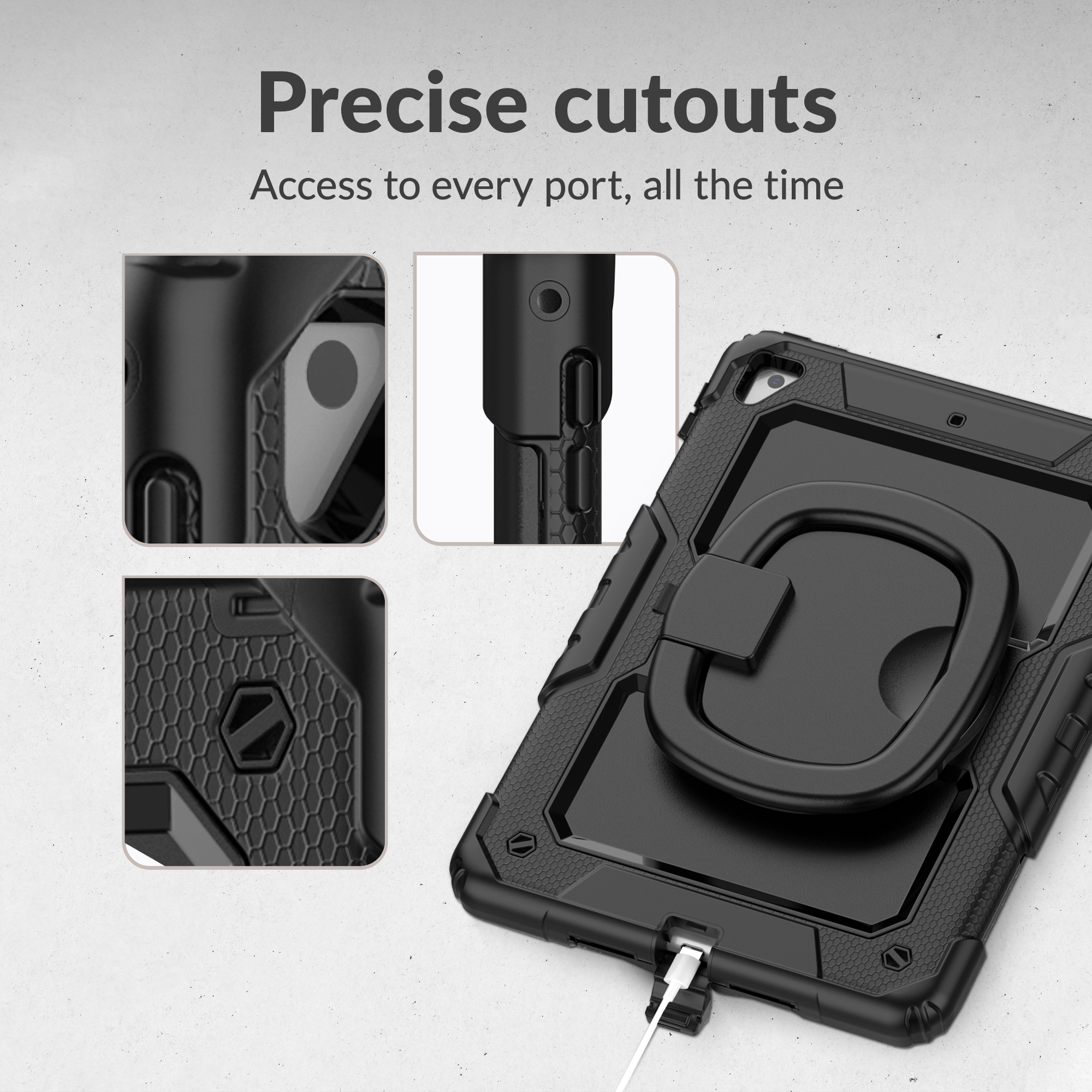 Mobilize Rotating Defender Case Stand Function for Apple iPad Pro 13 (2024/2025) Black - Afbeelding 4