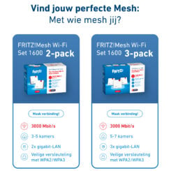 Mesh Set FRITZMESH SET 1600 3-PACK EDITION INTERNATIONAL Dual-band (2.4 GHz / 5 GHz) Wi-Fi 6 (802.11ax) Rood, Wit Intern - Afbeelding 11