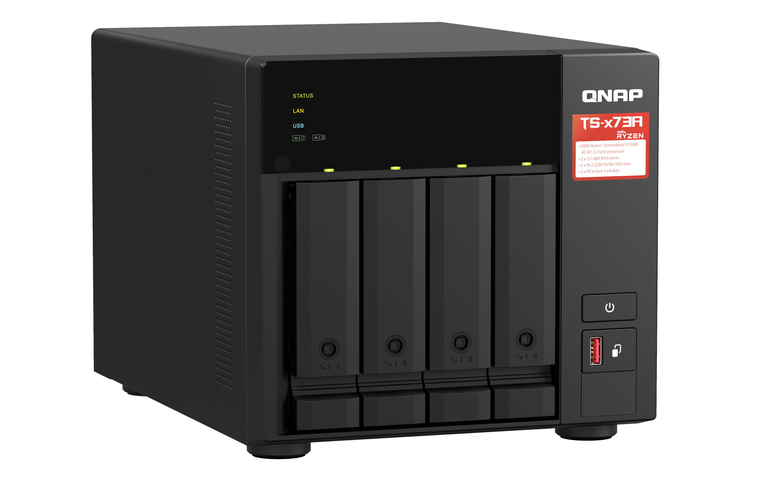 QNAP TS-473A NAS Tower Ryzen Embedded V1500B 8 GB DDR4 0 TB QNAP Turbo System Zwart - Afbeelding 3