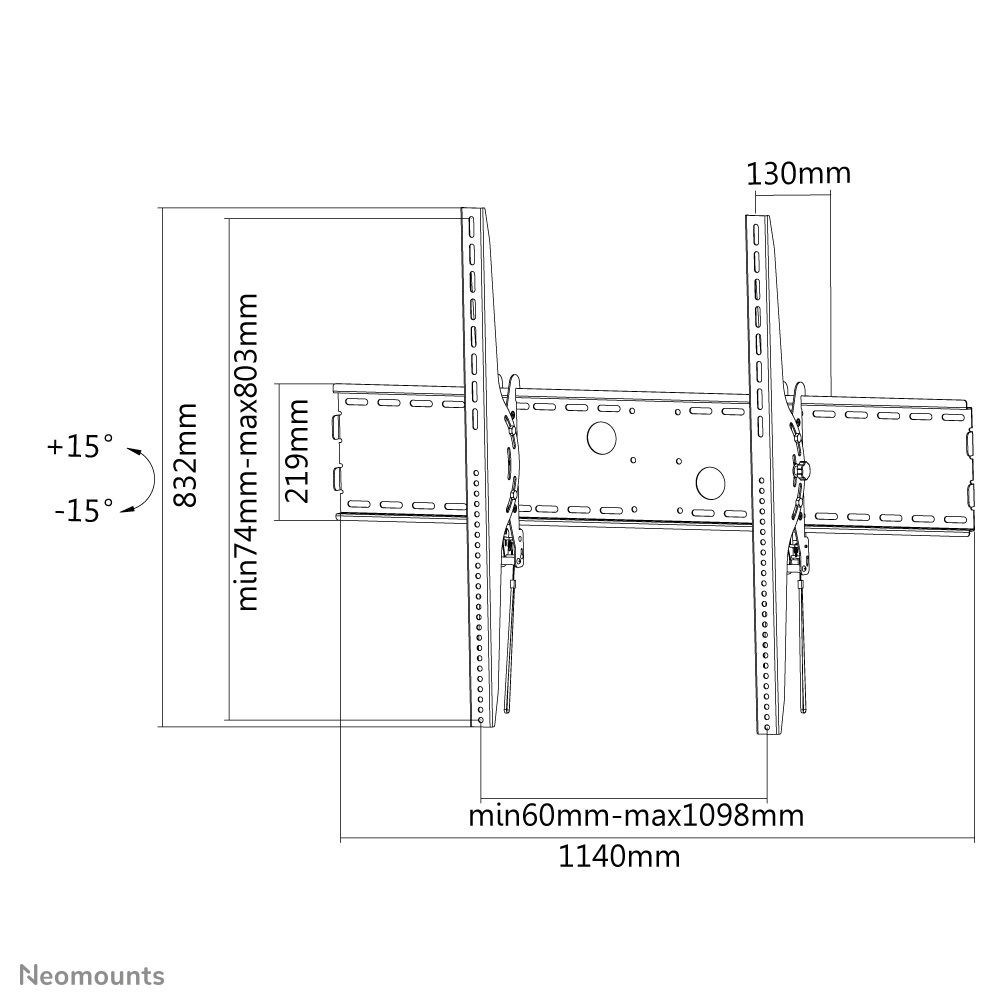 Neomounts LFD-W2000 TV-beugel wand 60-100" - kantelbaar - Afbeelding 8